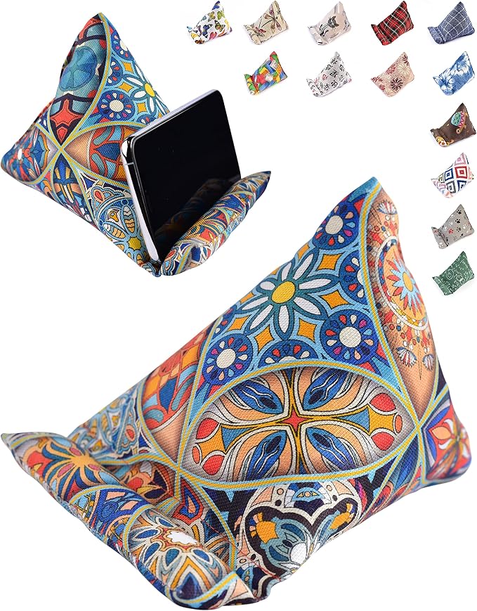 Handmade Phone Pillow Holder - The Wedge Mobile Device Stand - Fabric Phone Stand for All iPhones All Smartphones! 7 x 6.1 x 5.5 Inches (ABC)