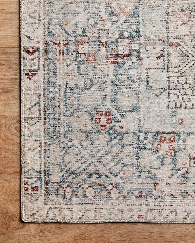 Loloi Chris Loves Julia Jules Collection JUL-07 Natural/Ocean 9'-6'' x 14', .13" Pile Height, Area Rug