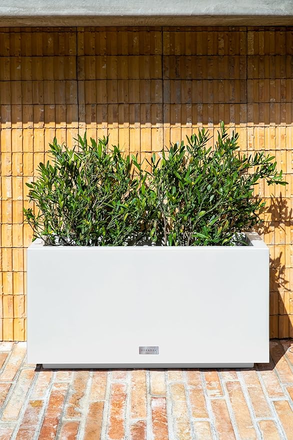 Veradek Block Series Long Box Planter - Large Rectangular Planter for Indoor or Outdoor Patio/Porch | Durable All-Weather Use with Drainage Holes | Modern Décor for Tall Plants, Flowers or Shrubs