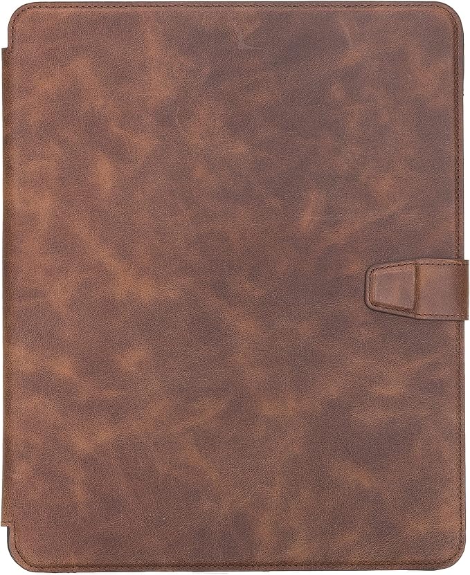 Genuine Leather Handmade iPad 10.2 Magnetic Closure Case with Separeted Compartments and Card Slots for Women &amp Men (8th Gen 2020) (7th Gen 2019) (Black)