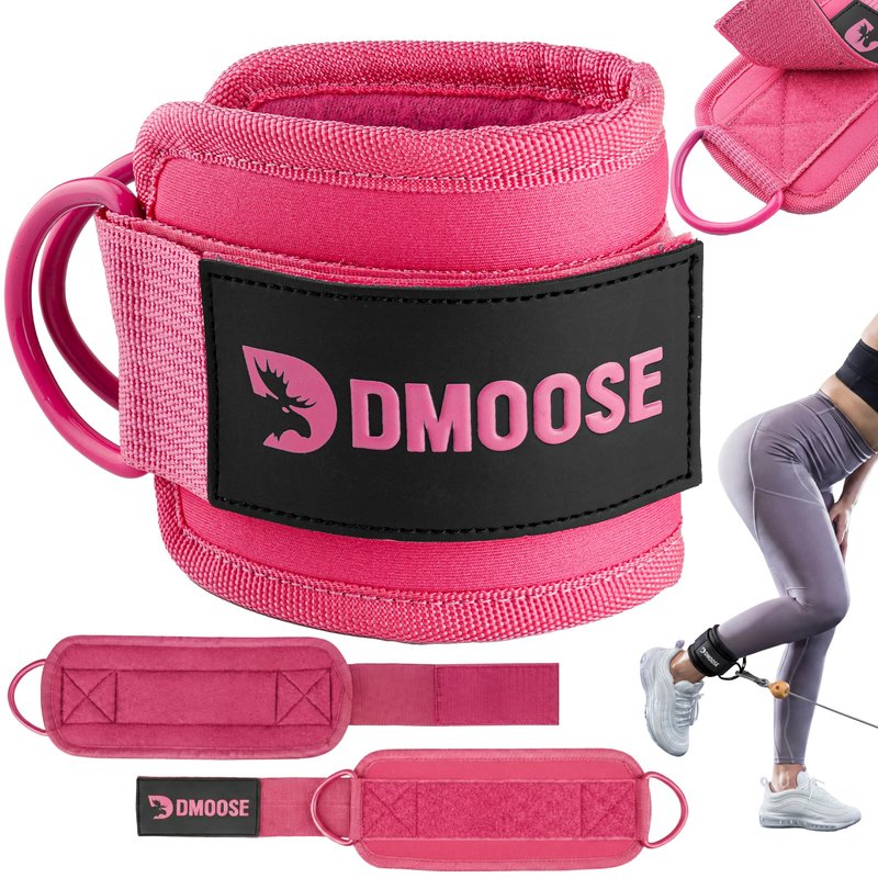DMoose Ankle Strap for Cable Machine - One Size Fit with Premium Padding, Workout Kickback Ankle Cuffs, Ankle Bands for Working Out, Booty Workouts, Leg Extension, Hip Abductors & Lower Body Exercises