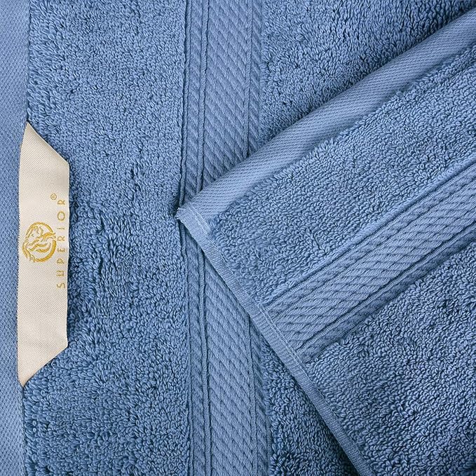 Superior Egyptian Cotton Pile Bath Sheet Set of 2, Ultra Soft Luxury Towels, Thick Plush Essentials, Absorbent Heavyweight, Guest Bath, Hotel, Spa, Home Bathroom, Shower Basics, Denim Blue