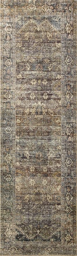 Loloi Amber Lewis Morgan Collection MOG-05 Spice/Lagoon 2'-3" x 9'-6" 38" Thick Runner Rug feat. CloudPile, Neutral, Room Décor, Vintage Inspired, Livingroom, Bedroom, Dining Area