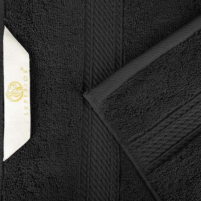 Superior Egyptian Cotton Pile Bath Towel Set of 2, Ultra Soft Luxury Towels, Thick Plush Essentials, Absorbent Heavyweight, Guest Bath, Hotel, Spa, Home Bathroom, Shower Basics, Black