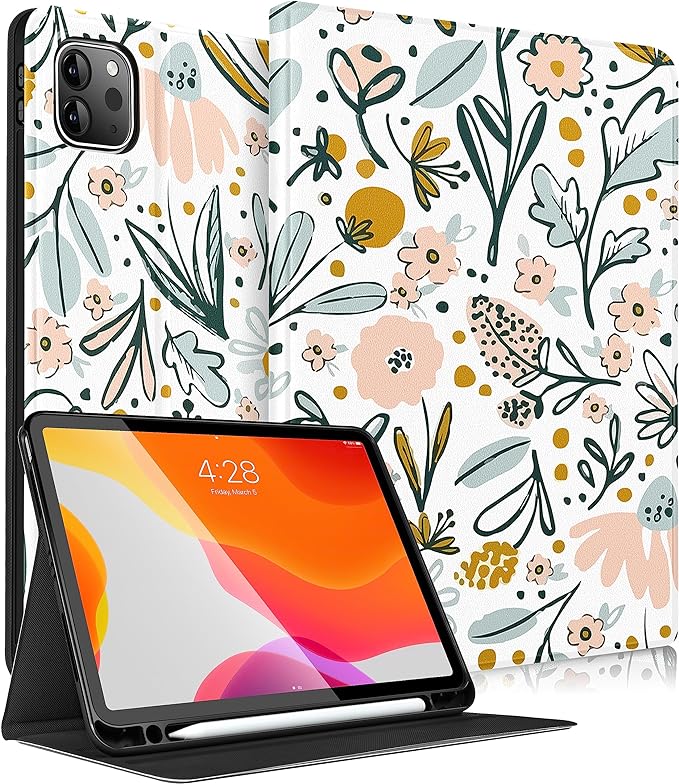 Uppuppy for iPad Pro 12.9 Case Kids Folio PU Leather Cover with Apple Pencil Holder Auto Sleep/Wake Adjustable Angles for iPad Pro 12.9 6th/5th/4th/3rd Gen Sun Moon Black
