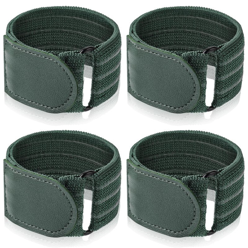 Vincreem 4 Pcs Elastic Ankle Straps Cycling Pant Leg Straps Adjustable Elastic Safety Band Boot Blousers for Climbing Fishing Outdoor Sport (Army Green)