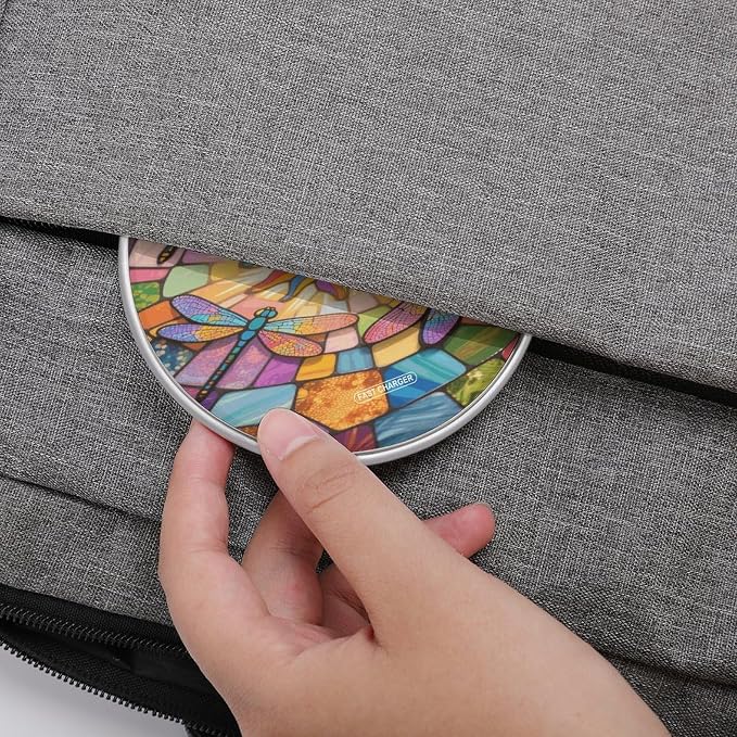 Stained Glass Dragonfly Wireless Charger with USB CableAluminum Alloy Frame 10W Max Compatible Fast Wireless Charging Pad- 3.2ft Cable Included for Travel Home Office Desk