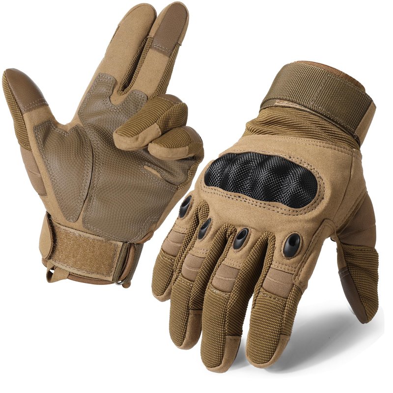 MVPTOO Touchscreen Padded Palm Gloves for Men Brown Small