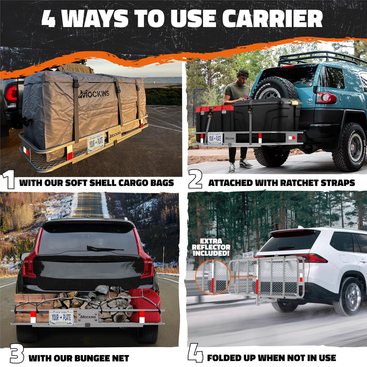 Mockins 500 Lbs. Capacity Folding Luggage Rack for SUV Car Truck Van & RV