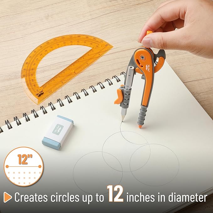 Mr. Pen- Compass and Protractor Set, Math Compass for Geometry and Drawing