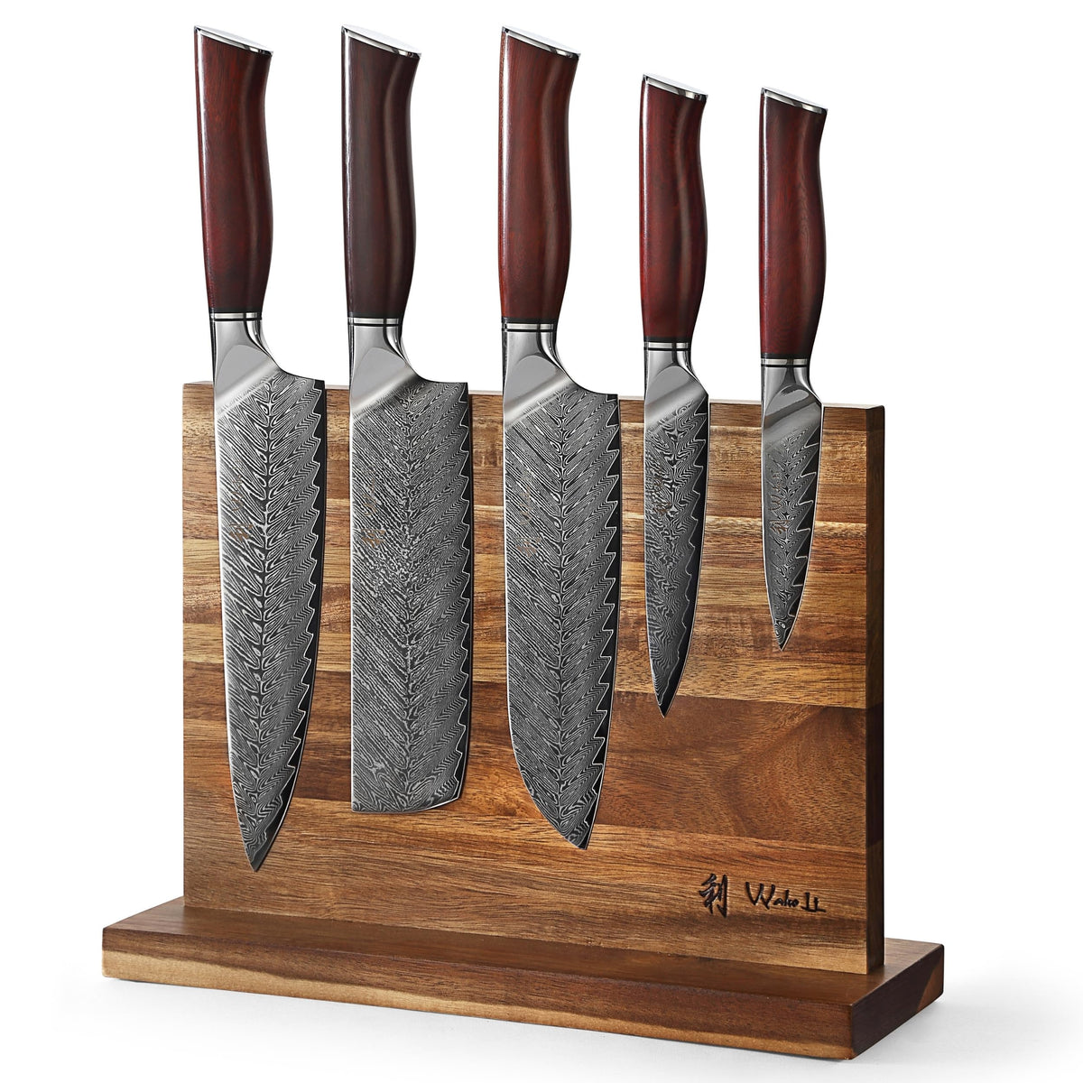 Wakoli Culinary Asia 4-Piece Asian Knife Set, VG10 Damascus, Magnetic Block