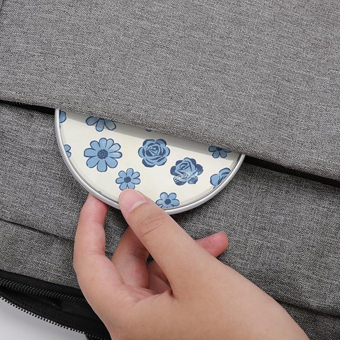 Blue Flower Print Wireless Charger Portable Fast Charging Pad Lightweight Wireless Charging Pad 10W Slim Charging Station for Phone Charger Mat for Travel Home Office Desk