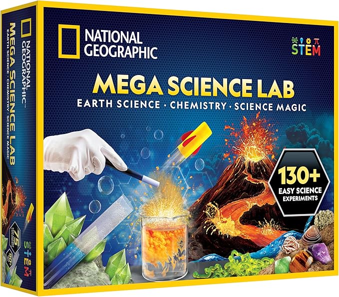 National Geographic Mega Science Lab - Kit for Kids with 75 Easy Experiments, Featuring Earth Science, Chemistry Set, and Magic STEM Projects for Boys and Girls (Amazon Exclusive)