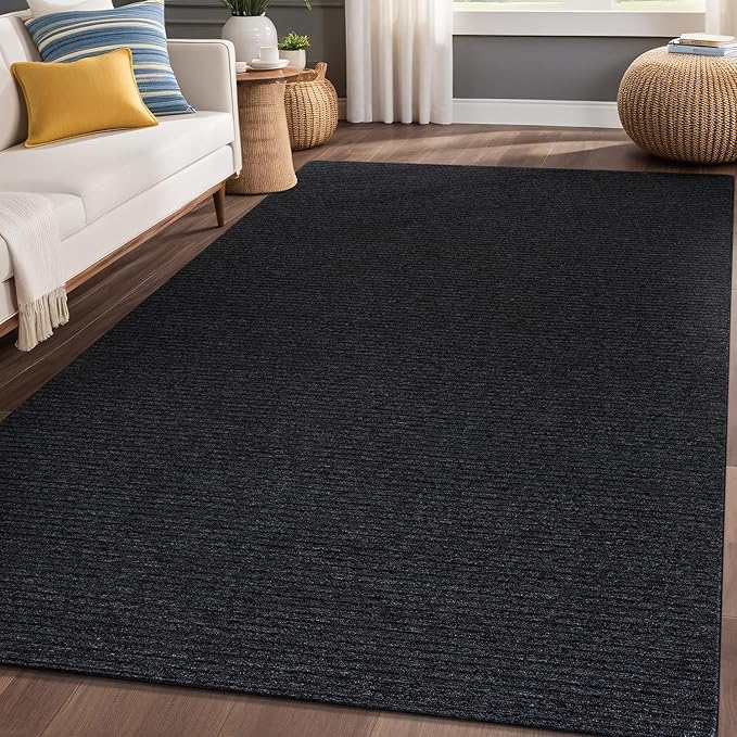 Non Slip Dark Gray Solid Rubber Back Thing Rug for Living Room 4x6 Area Rugs for Kitchen, Rugs for Bedroom, Stain Resistant Easy Cleaning Non Shedding Carpet Dark Gray 4 x 6