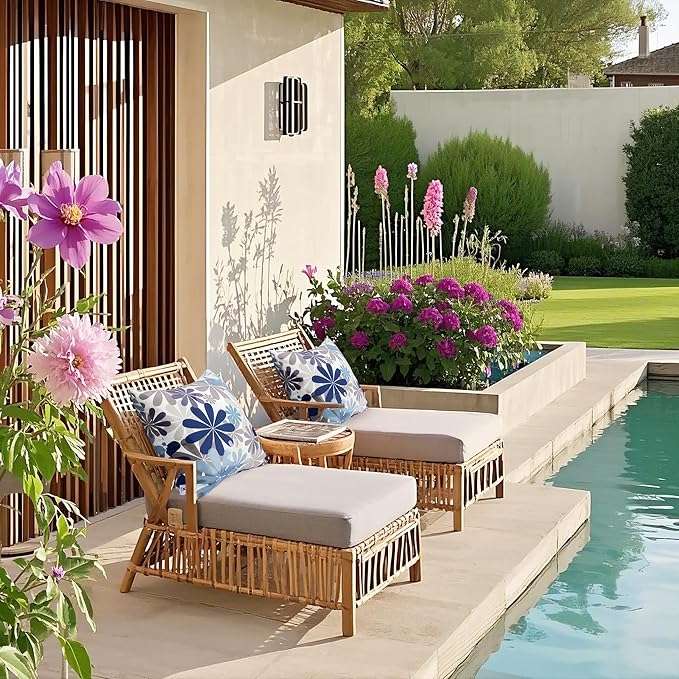Outdoor Pillows, Pack of 2 Waterproof Decorative Throw Pillows with Inserts, 18”x18” Square Pillows for Bed, Couch, Sofa and Patio Furniture