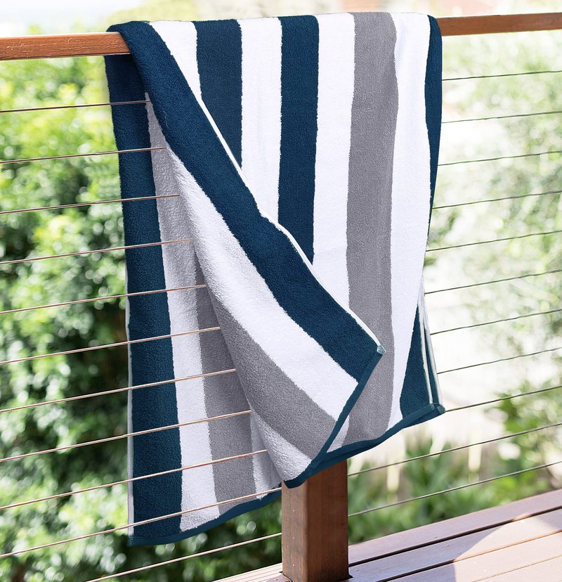 Utopia Towels Pack of 2 Oversized Cabana Beach Towels, 35 x 70 Inches 100% Ring-Spun Cotton Jumbo Bath Sheet, Highly Absorbent, Super Soft & Quick-Dry Towel for Beach, Pool and Bath (Navy, Grey)