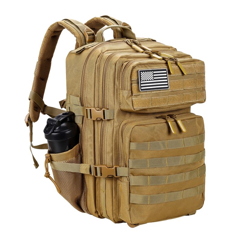 LHI Military Tactical Backpack for Men and Women 45L Army 3 Days Assault Pack Bag Large Rucksack with Molle System - Khaki