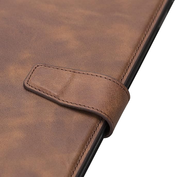 Genuine Leather Handmade iPad 10.2 Magnetic Closure Case with Separeted Compartments and Card Slots for Women &amp Men (8th Gen 2020) (7th Gen 2019) (Black)