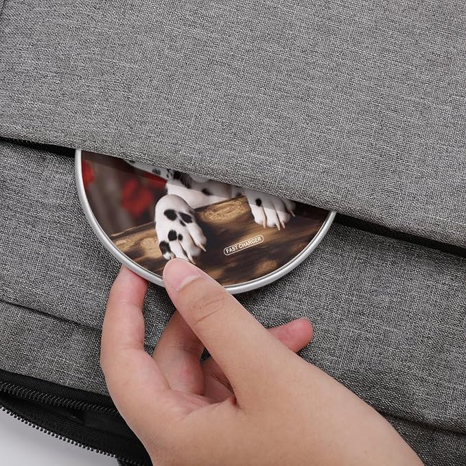 Dalmatian Puppy Wireless Charger Aluminum Alloy Frame 10W Fast Charging Pad with Indicator Light 6mm Thin &amp Portable Wireless Charging Pad for Travel Home Office Desk
