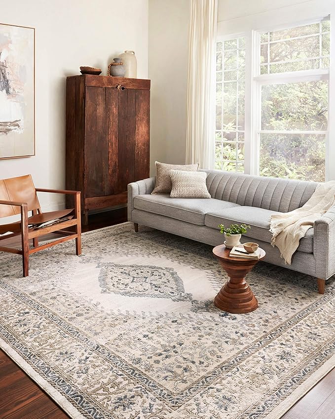 Loloi Teagan Collection TEA-02 Oatmeal/Ivory 3'-4" x 5'-7" Accent Rug, Large, Soft Neutral Rug, High-Traffic for Living Room, Bedroom, Home Office, Dining Area