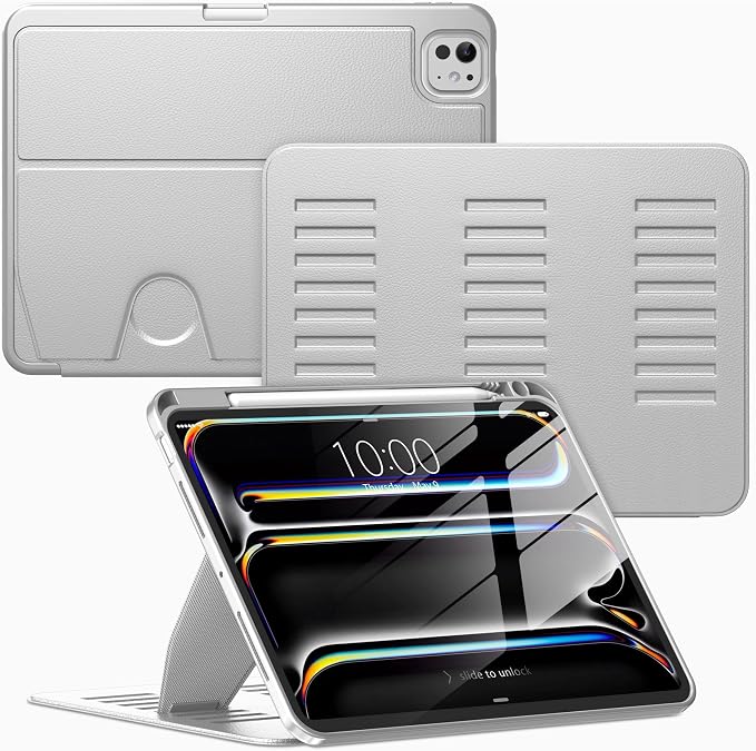 VIKESI Case for iPad Pro 11 inch (M5/M4) 2025/2024Multiple Angles Magnetic Stand CoverShockproof BackPencil Holderand Auto Sleep/WakeBlack