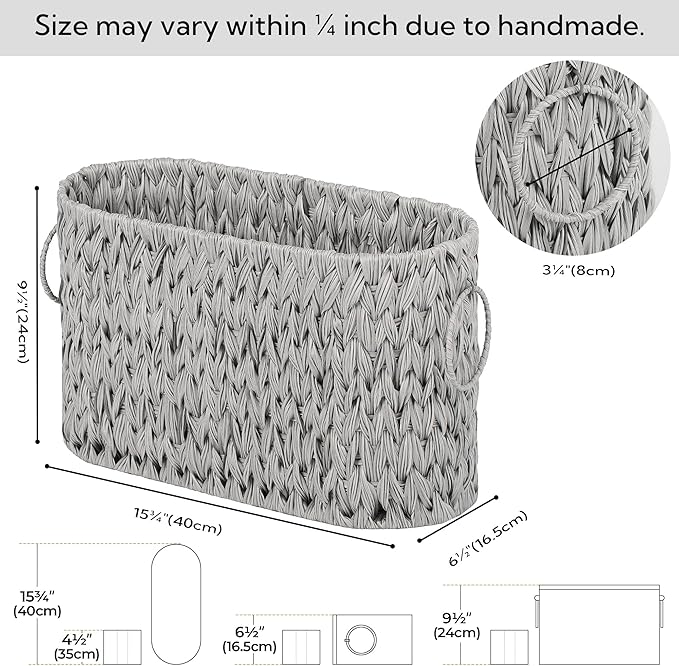 GRANNY SAYS Toilet Paper Storage, Toilet Paper Basket for Bathroom, 6 Mega Rolls Organizer Free Standing, Wicker Basket for Bathroom Storage, Grey