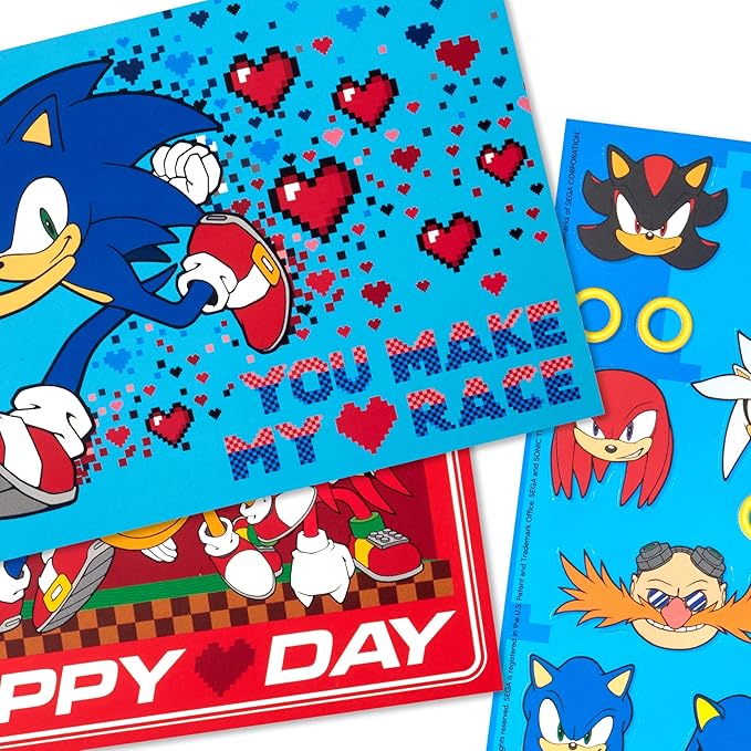 Hallmark Sonic the Hedgehog Valentine's Day Card Assortment for Kids (24 Valentine Cards, 24 Sticker Sheets and Envelopes)