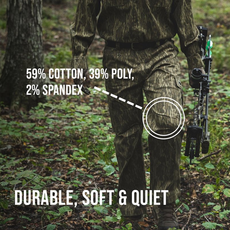 Mossy Oak Cotton Mill 2.0 Camo Hunting Pants for Men Camouflage Clothes, Large, Greenleaf