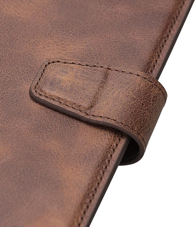 Genuine Leather Handmade iPad 10.2 Magnetic Closure Case with Separeted Compartments and Card Slots for Women &amp Men (8th Gen 2020) (7th Gen 2019) (Black)