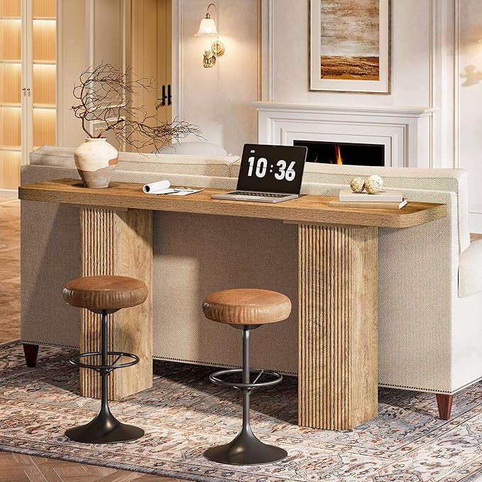 Tribesigns 63-Inch Long Entryway Table, Farmhouse Console Table Behind Couch, Modern Wooden Entry Stand with Fluted Deign for Living Room, Hallway, Foyer, Entrance