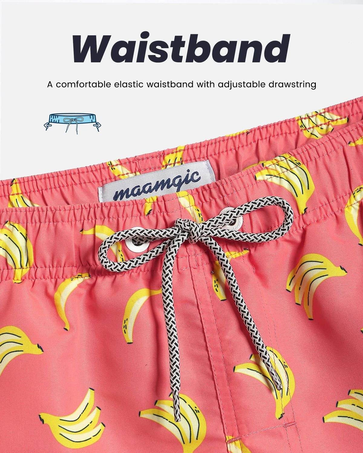 maamgic Mens Swim Trunks Quick Dry Swim Shorts with Mesh Lining Funny Swimwear Bathing Suits 7inch Banana Medium
