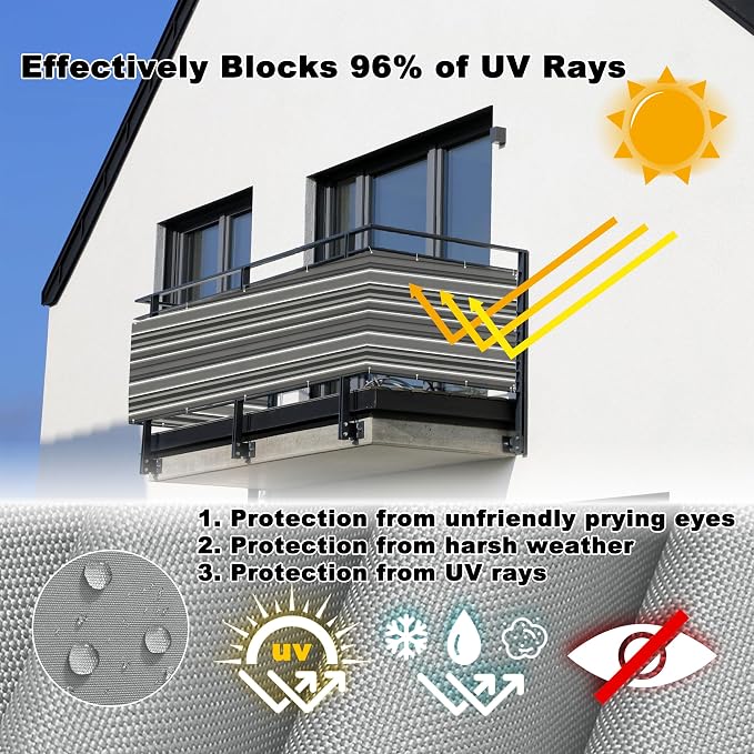 Privacy Screen 6.6' x 32.8' UV-Protection Wind-Resistant Outdoor Privacy Screens