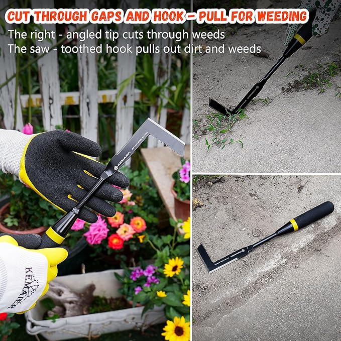 Weeding Tool - Heavy Duty Stainless Steel Weed Remover Tool for Driveway Crack Weeding and Sidewalk Pavement Weed Removal, Efficient Weed Puller Tool for Narrow Gaps and Brick Joints