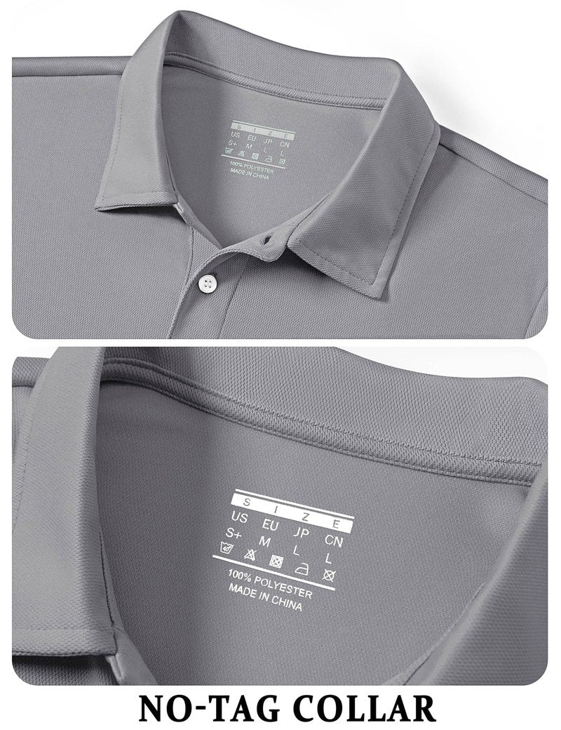 TACVASEN Mens Golf Shirt Dry Fit Mens Polo Shirts Short Sleeve Performance Golf Polos for Men with Collar Work Shirts Light Grey, 2XL