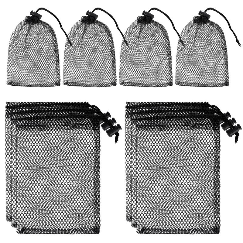 Sliverdew 10PCS Small Mesh Bags Drawstring Black Mesh Drawstring Bag Mini Nylon Net Bag with Drawstrings Small Travel Stuff Bags 6 x 4 inch