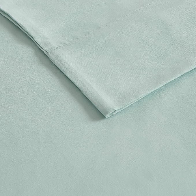 Madison Park 3M Microcell Bed Sheet Set Color Fast, Wrinkle and Stain Resistant, Soft Sheets with 16" Deep Pocket All Season, Cozy Bedding-Set, Matching Pillow Case, Full, Seafoam, 4 Piece