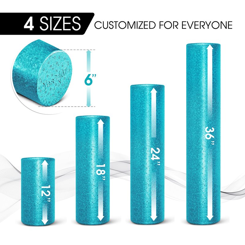 Yes4All High-Density EPP Round Back Roller Foam, Exercise Foam Roller for Yoga, & Pilates, Multiple Sizes and Colours, Turquoise - 18 inches