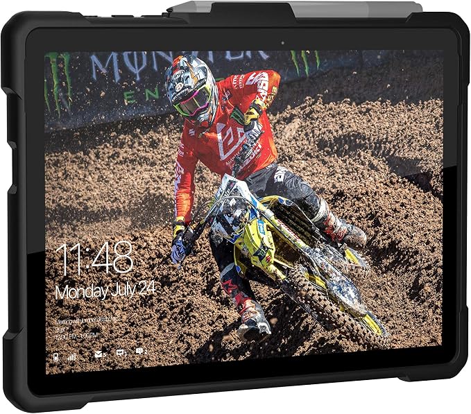 URBAN ARMOR GEAR UAG Microsoft Surface Go 4 / Surface Go 3 / Surface Go 2 / Surface Go Case [10.5-inch Screen] w/Hand Strap Outback Feather-Light Rugged Military Drop Tested Cover Black