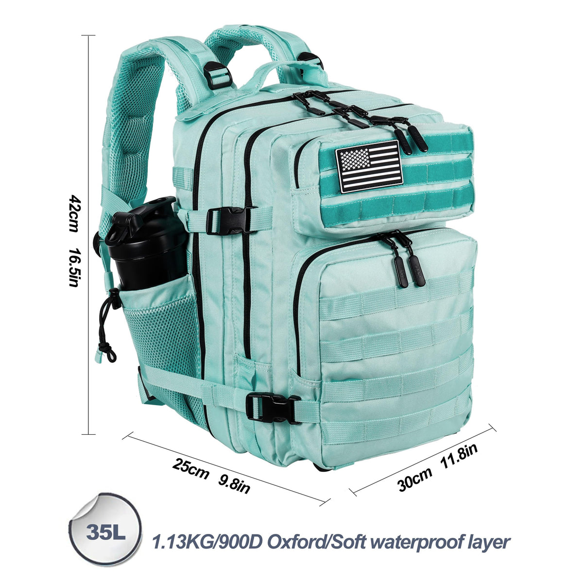 LHI Tactical Military Backpack for Men and Women 25L Army Assault Pack Bag Large Rucksack with Molle System-Peppermint