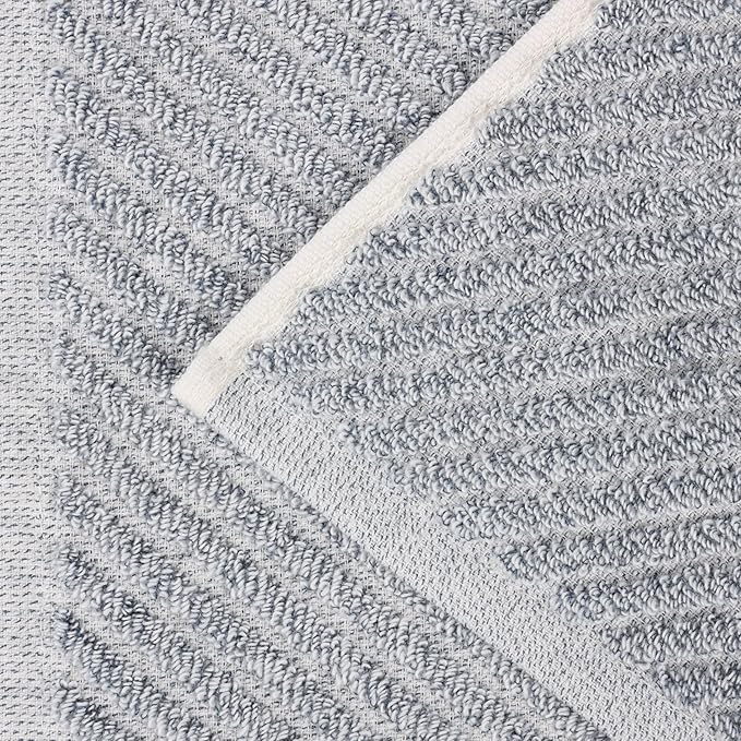 Superior Amelia Viscose Cotton Blend Medium Weight Towels, for Bathroom, Shower, Spa, Plush, Quick Dry, Ultra-Soft Towels, Bath Essentials, Ribbed Design, 9 Piece Assorted Towel Set, Denim Blue