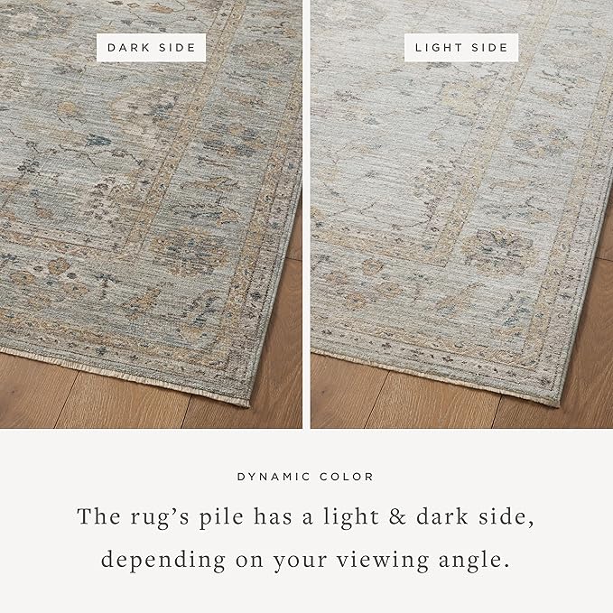 Loloi Magnolia Home by Joanna Gaines Millie Collection MIE-02 Sky/Gold 2'-7" x 8'-0", .25" Pile Height, Runner Rug