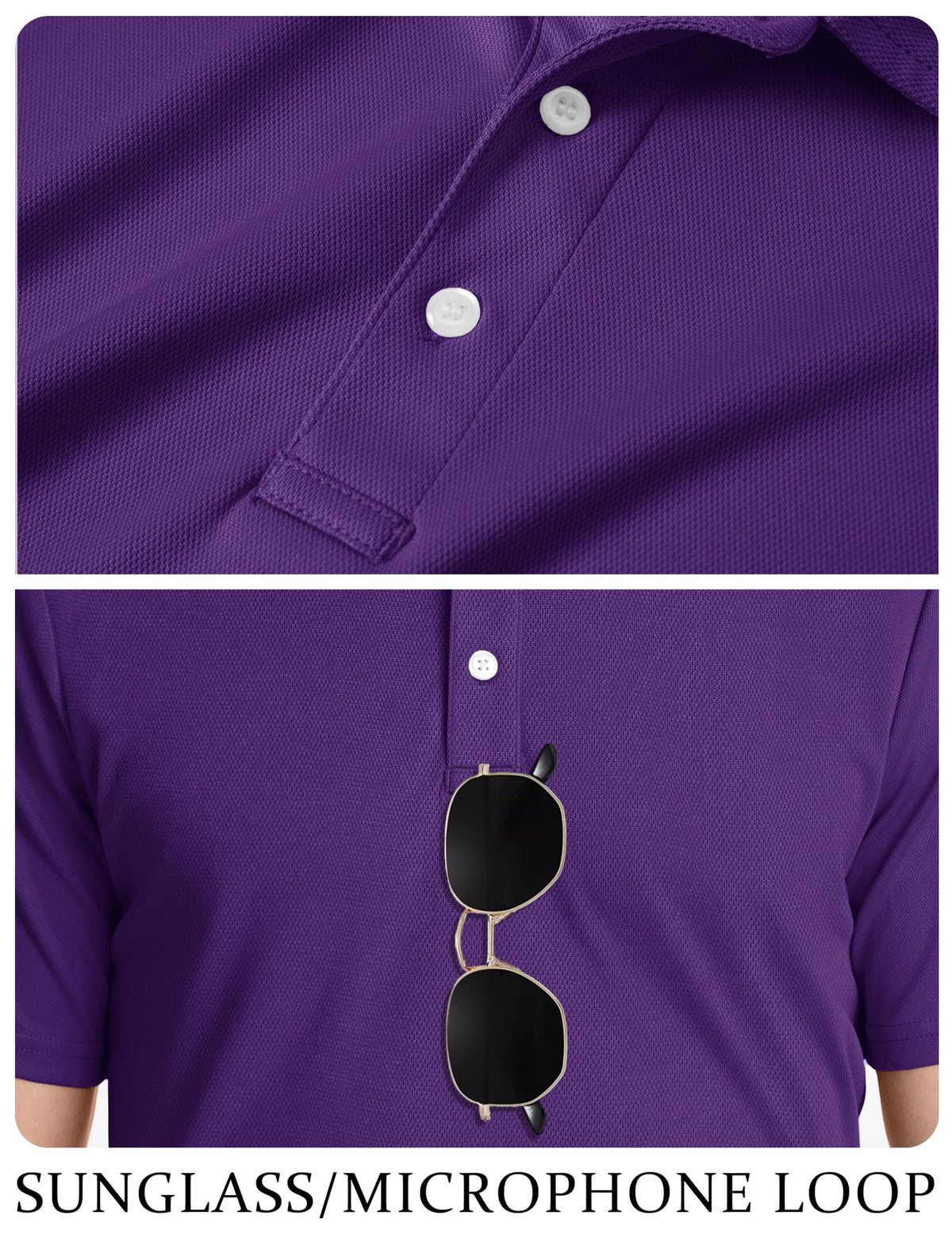 TACVASEN Mens Golf Shirt Dry Fit Mens Polo Shirts Short Sleeve Performance Golf Polos for Men with Collar Work Shirts Purple, M