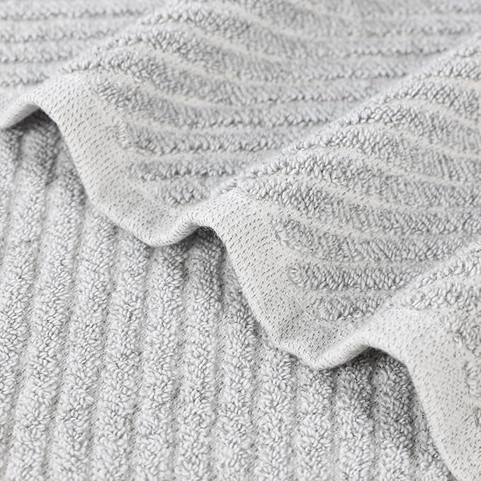 Superior Amelia Viscose Cotton Blend Medium Weight Towels, for Bathroom, Shower, Spa, Plush, Quick Dry, Ultra-Soft Towels, Bath Essentials, Ribbed Design, 9 Piece Assorted Towel Set, Platinum