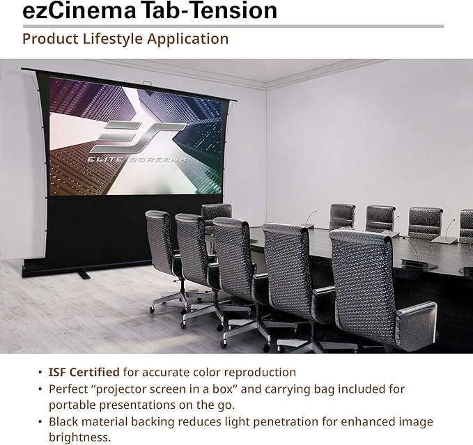 Elite Screens ezCinema Tab-Tension, 90-Inch Portable Floor Rising Projector Screen, 4:3, Tab-Tensioned Scissor-Backed, Manual Pull Up Projection Screen+Carry Bag, Home Office Classroom, Black- FT90XWV