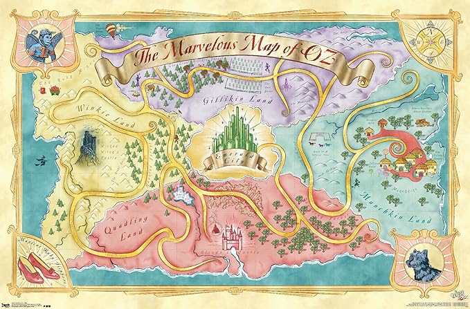 The Wizard Of Oz - Map Wall Poster, 34L" x 22.4W", Premium Unframed Version