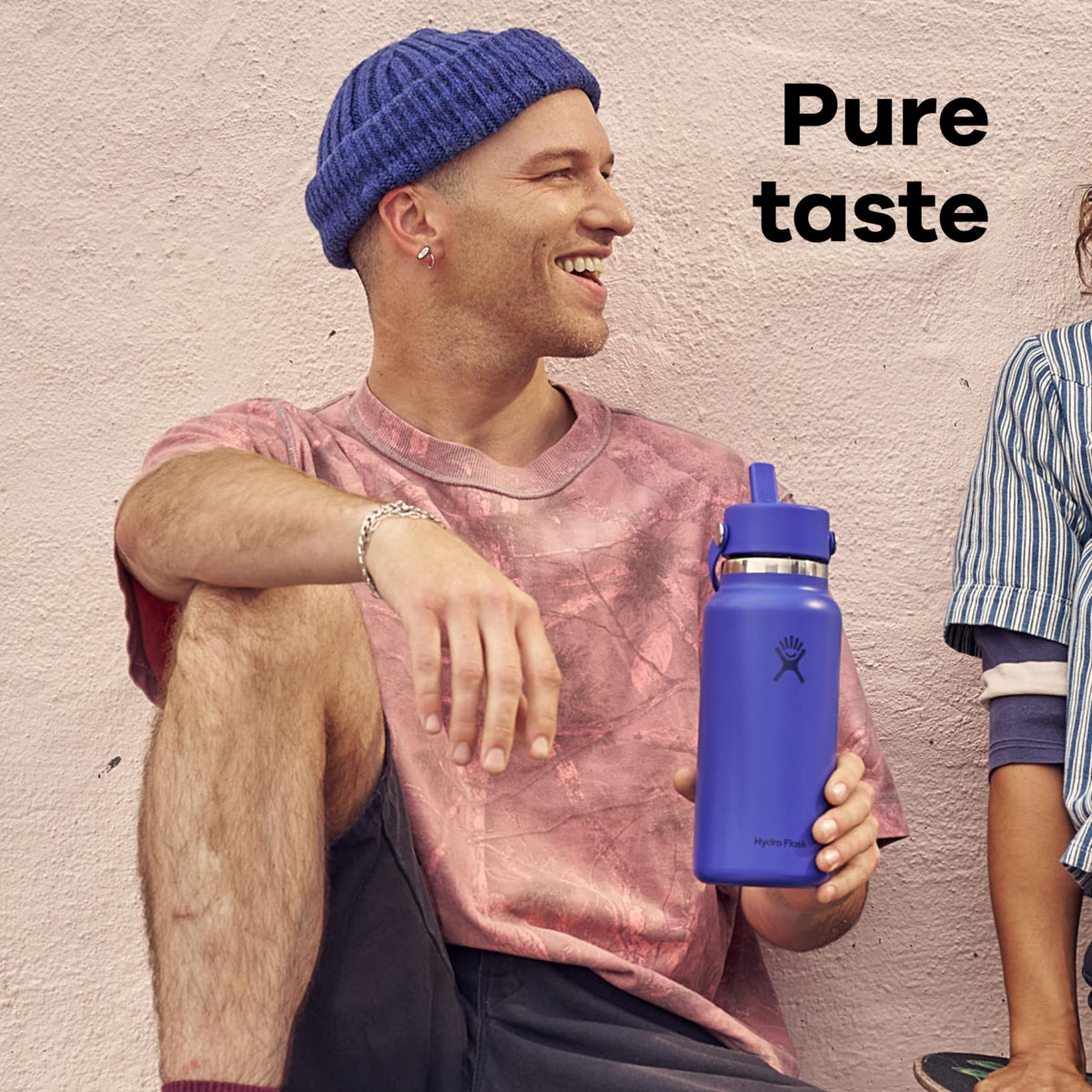 Hydro Flask Water Bottle - Insulated Stainless Steel - Wide Mouth Flex Straw Lid, Non Spill, Leakproof and Refillable in 32 Oz Shale Gray