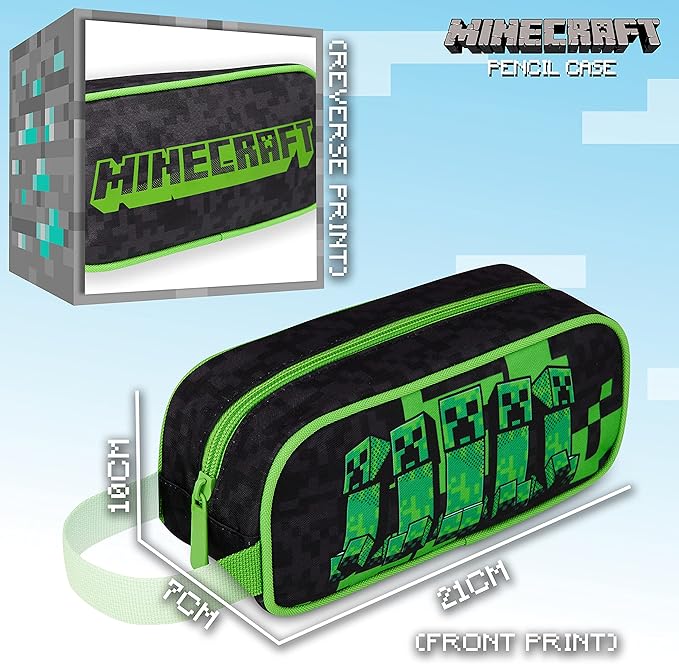 Minecraft Pencil Case for Kids, Gamer School Supplies Organizer with Zipper, Back to School Large Capacity Pencil Holder, Minecraft Gifts for Boys