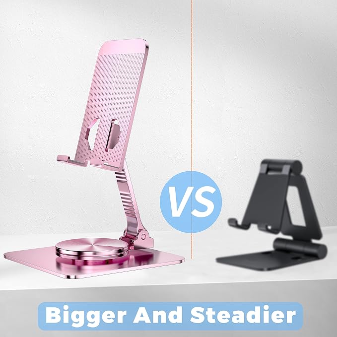 360 Rotatable Foldable Phone Stand for DeskFully Adjustable Desktop Phone Holder Cradle Dock Compatible with iPhone 17 16 15 14 13 12 11 Pro MaxTabletsAll Phones(Black)
