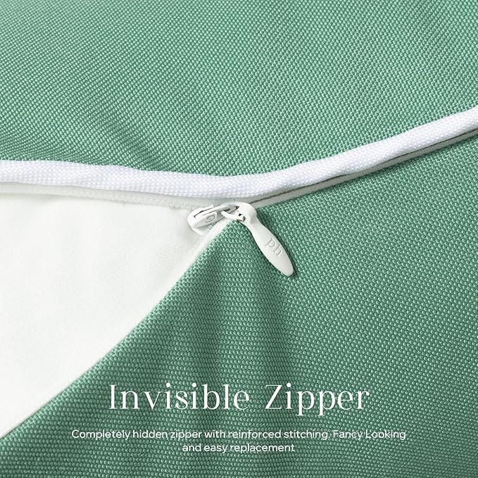 Phantoscope Pack of 2 Outdoor Waterproof Throw Pillow Covers Decorative Square Cushion Case Patio Pillows for Couch Tent Sunbrella, Pine Green 20x20 inches