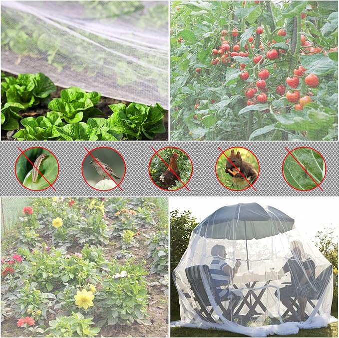 Garden Netting, 2 Pack 10x20Ft Ultra Fine Mesh Netting Pest Barrier Protection